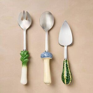 John Derian - 3pc Stoneware Salad Flatware Serving Set